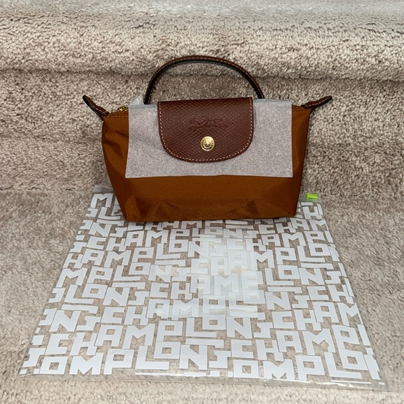 NIB Longchamp LE PLIAGE ORIGINAL POUCH WITH HANDLE cognac - Picture 2 of 8